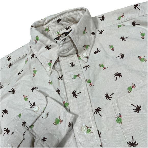 Sun Surf Long Sleeve Hula Girl Aloha Print AOP Cotton Large Shirt Made In Japan - Picture 1 of 11